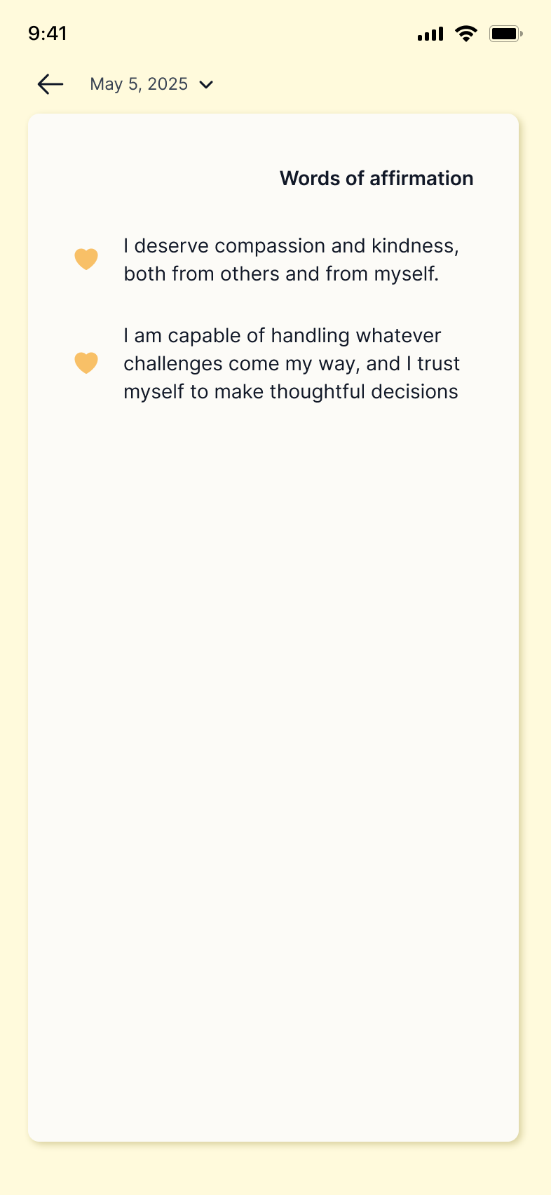 Words of affirmation visualization